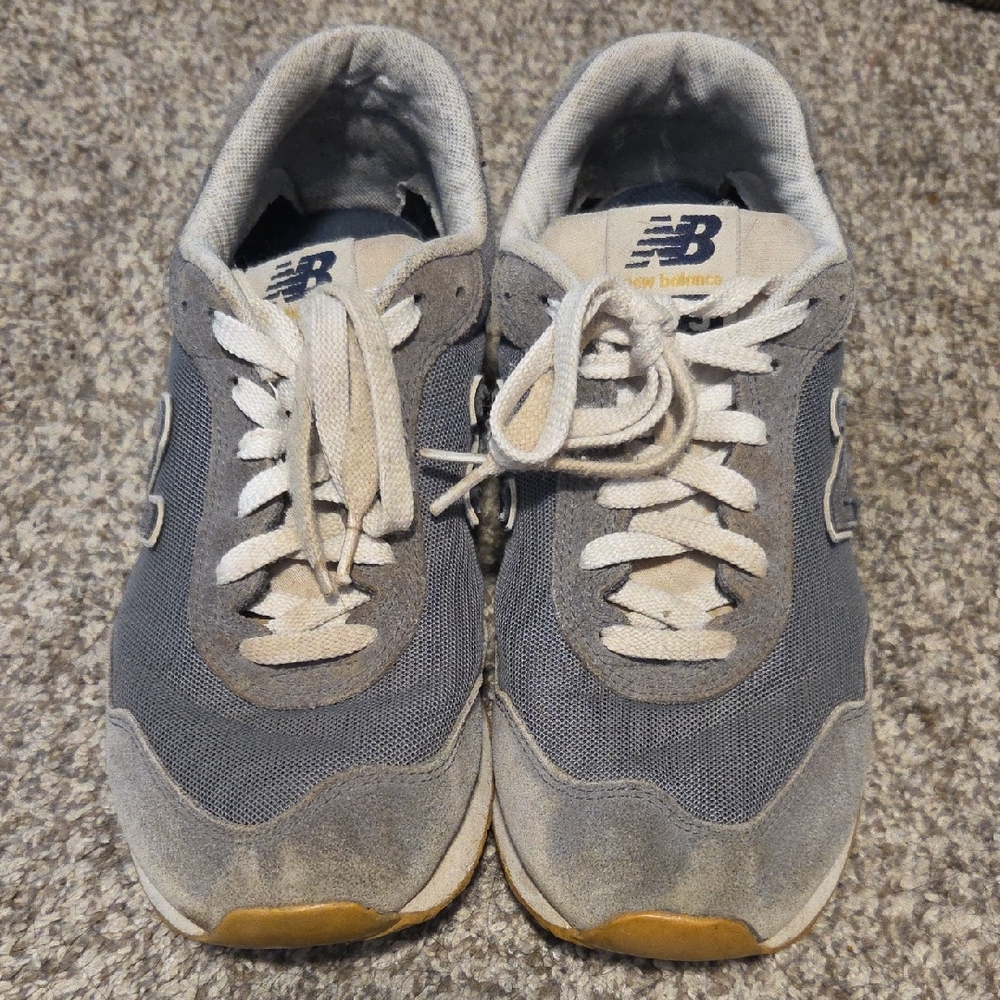 New Balance Men’s Gray & White Suede Mesh Sneakers